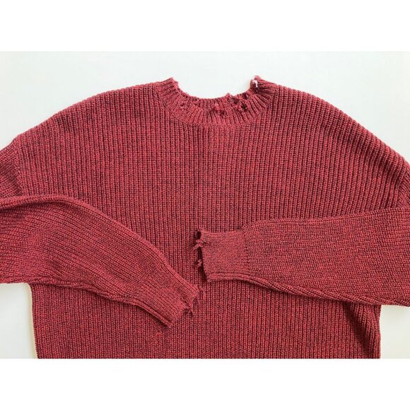 Pistola Eva Distressed Cotton Crew Neck Pullover Sweater Cherry Black Marl Sz S - Picture 4 of 6